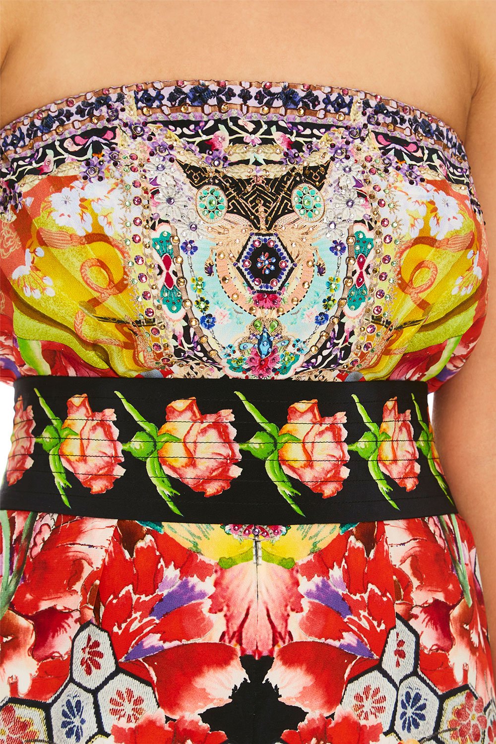 CAMILLA PAINTED LAND STRAPLESS JUMPSUIT W/ JKT BELT