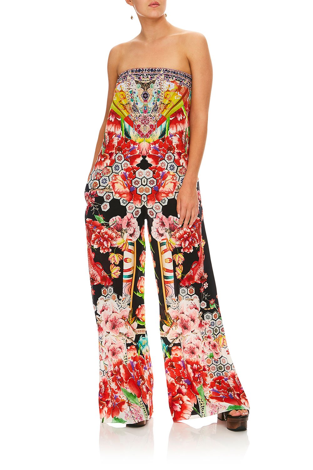 CAMILLA PAINTED LAND STRAPLESS JUMPSUIT W/ JKT BELT