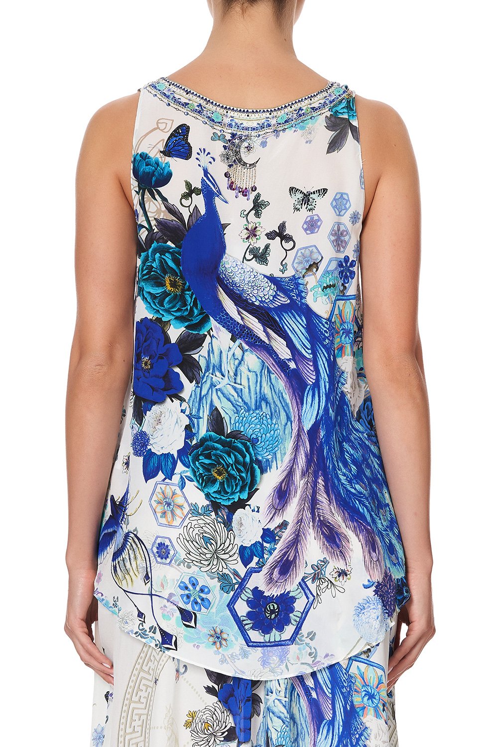 TANK TOP WITH STRAP BEAD DETAIL WHITE SIDE OF THE MOON