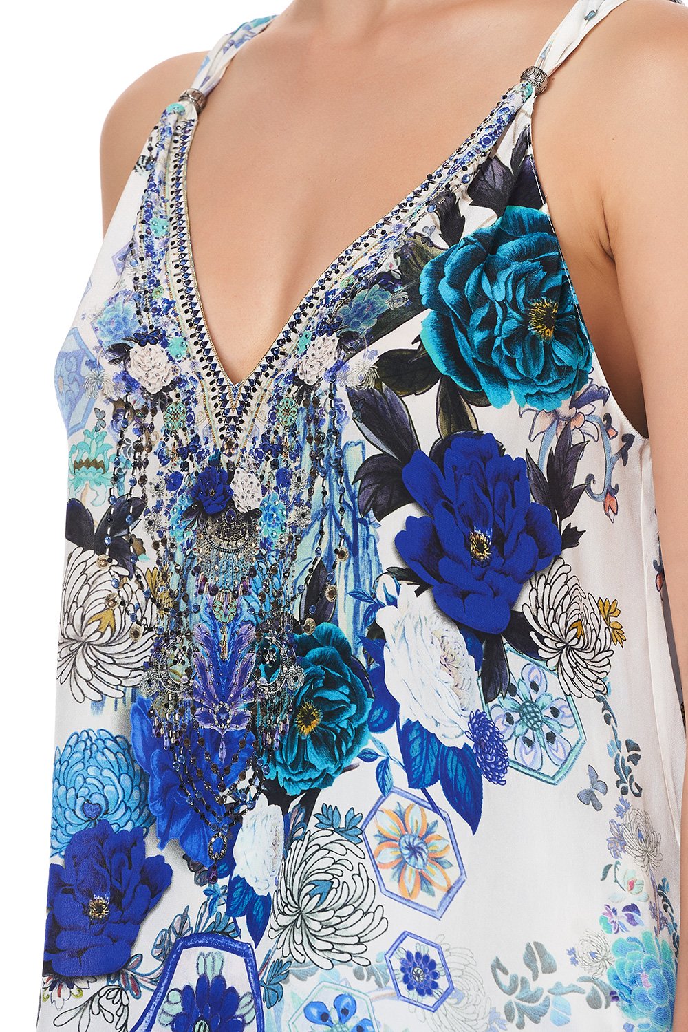 TANK TOP WITH STRAP BEAD DETAIL WHITE SIDE OF THE MOON