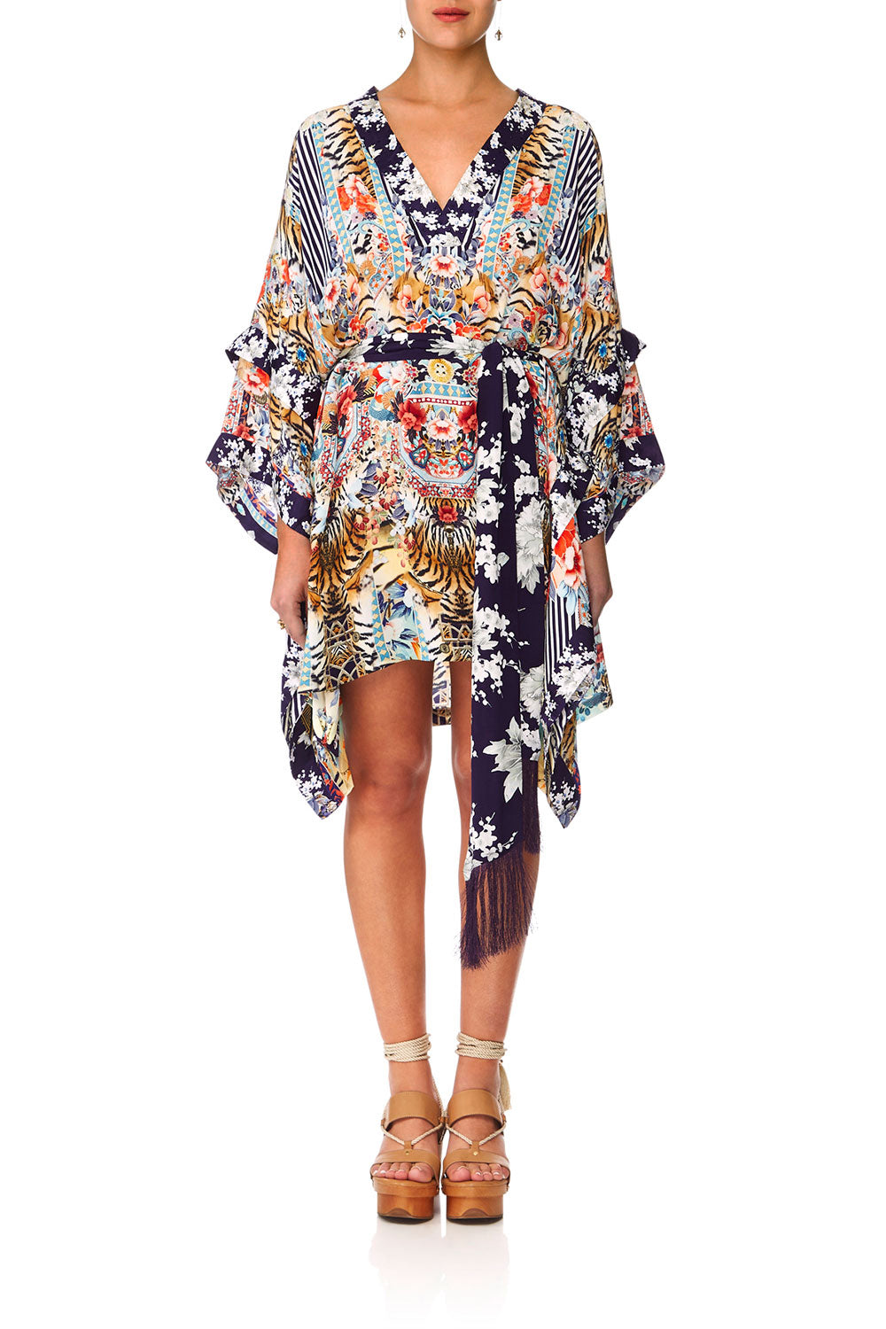 CAMILLA THE LONELY WILD DOUBLE LAYER KIMONO SLEEVE DRESS