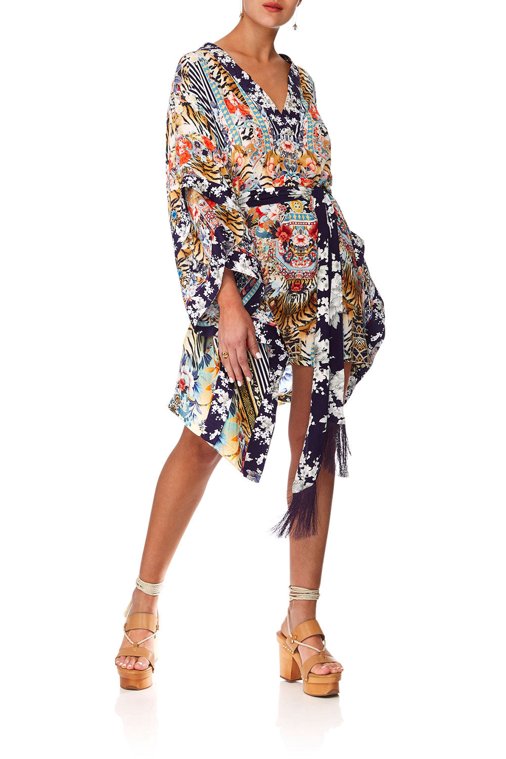 CAMILLA THE LONELY WILD DOUBLE LAYER KIMONO SLEEVE DRESS
