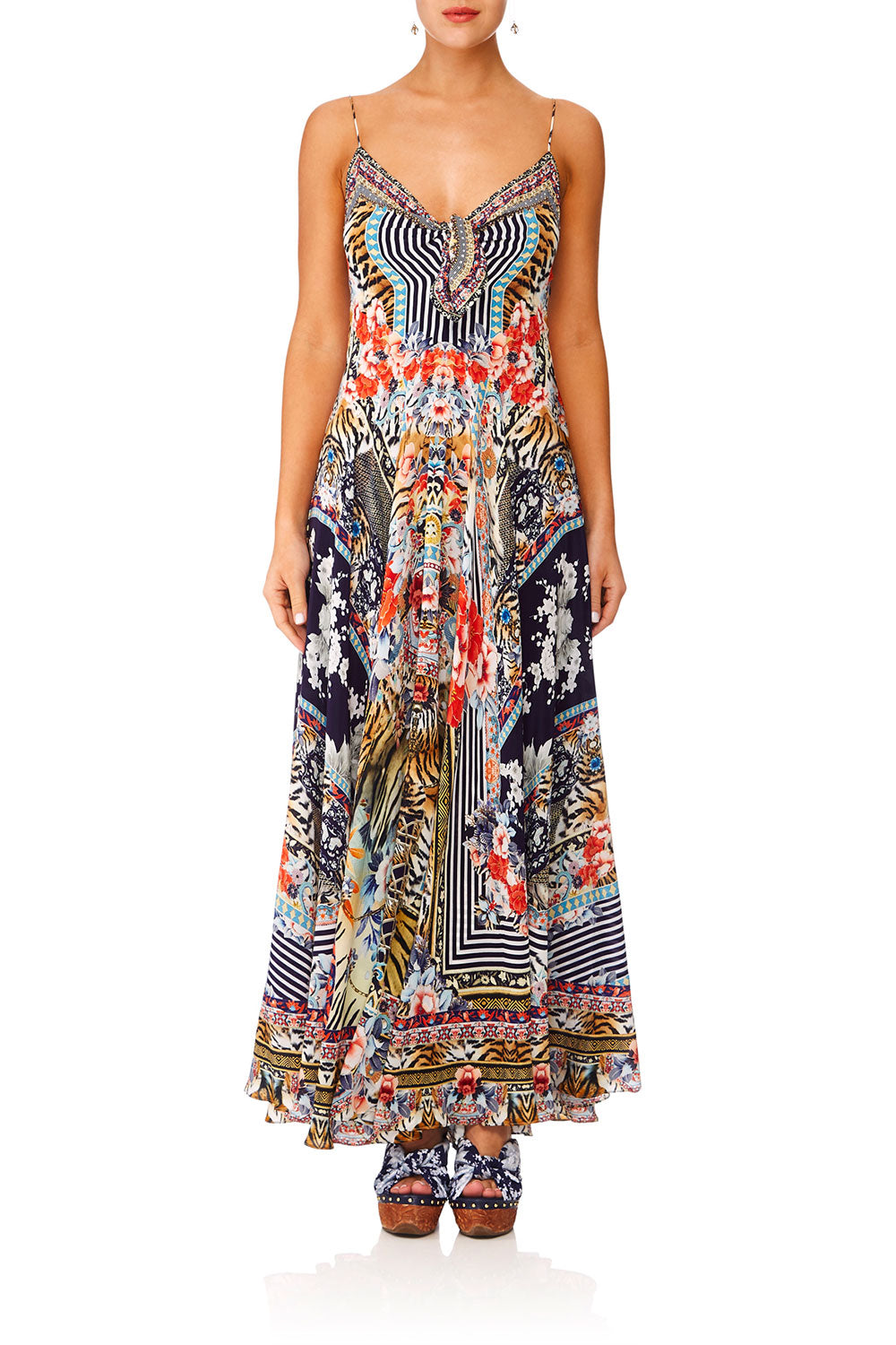 CAMILLA THE LONELY WILD LONG DRESS W TIE FRONT