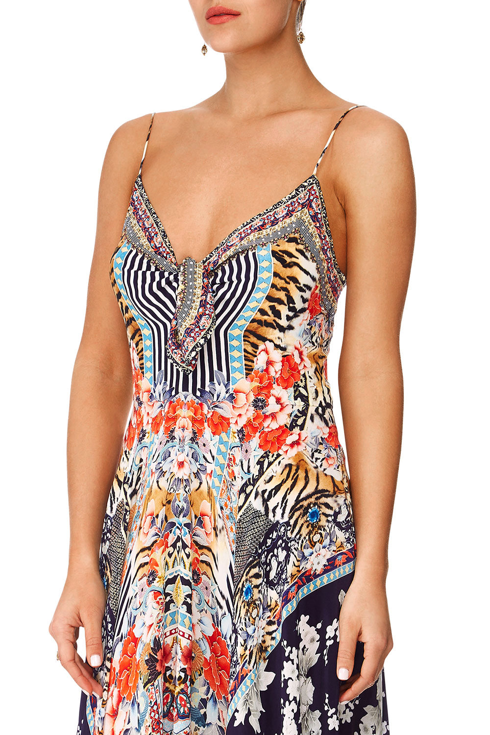 CAMILLA THE LONELY WILD LONG DRESS W TIE FRONT