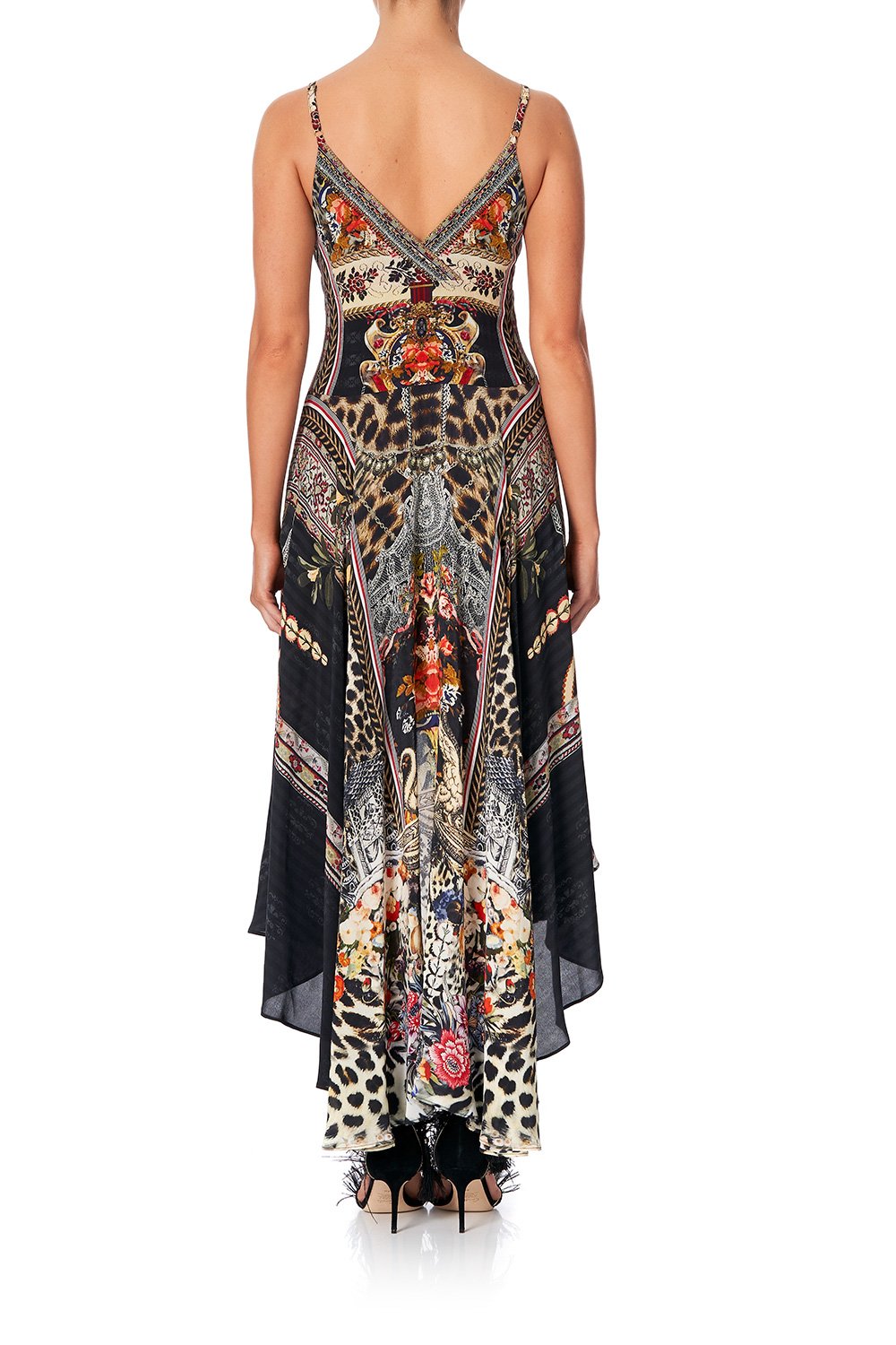 CAMILLA TIE DETAIL HIGH LOW DRESS MARAIS AT MIDNIGHT