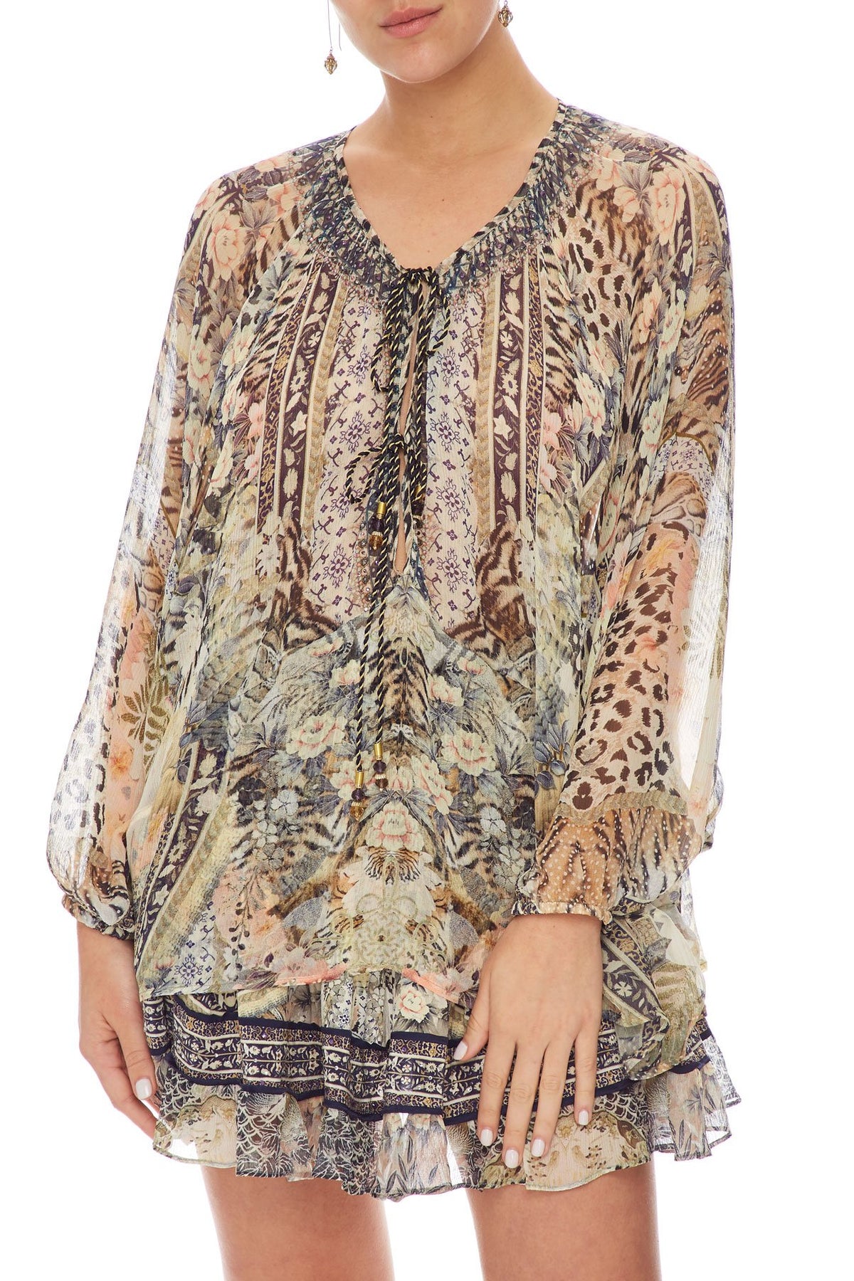 CAMILLA TIE FRONT HIGH LOW HEM BLOUSE MOTO MAIKO