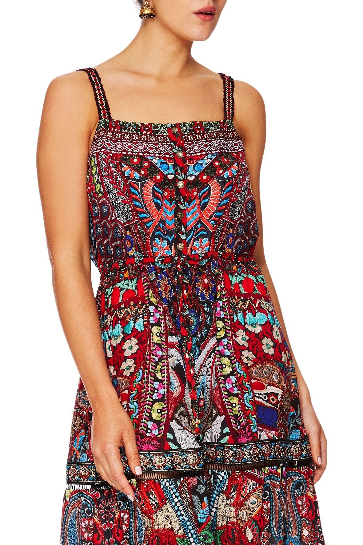 QUEEN ALIKA TIERED FRILL HEM LONG DRESS