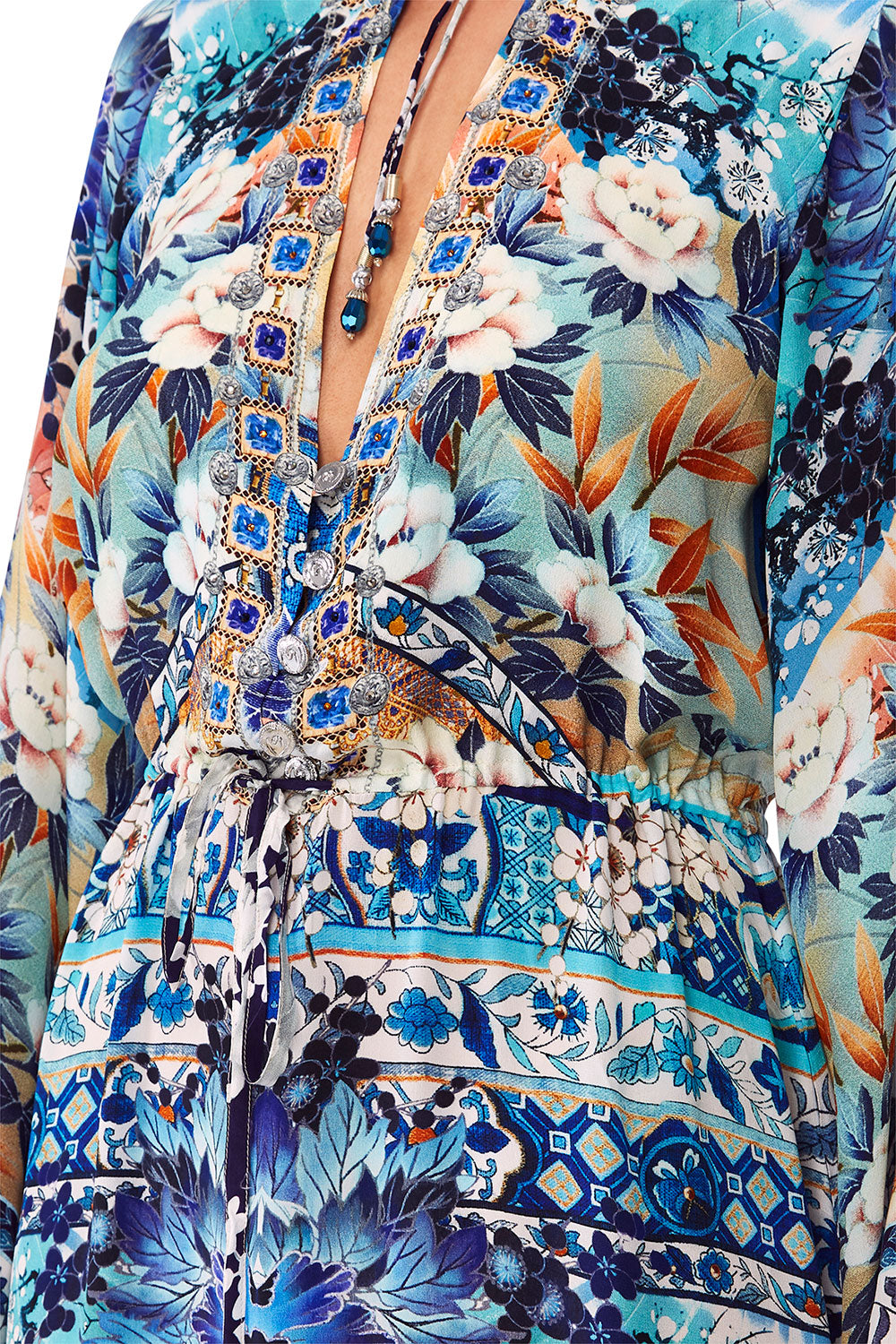 CAMILLA TOKYO TRIBE DRAWSTRING BUTTON UP DRESS