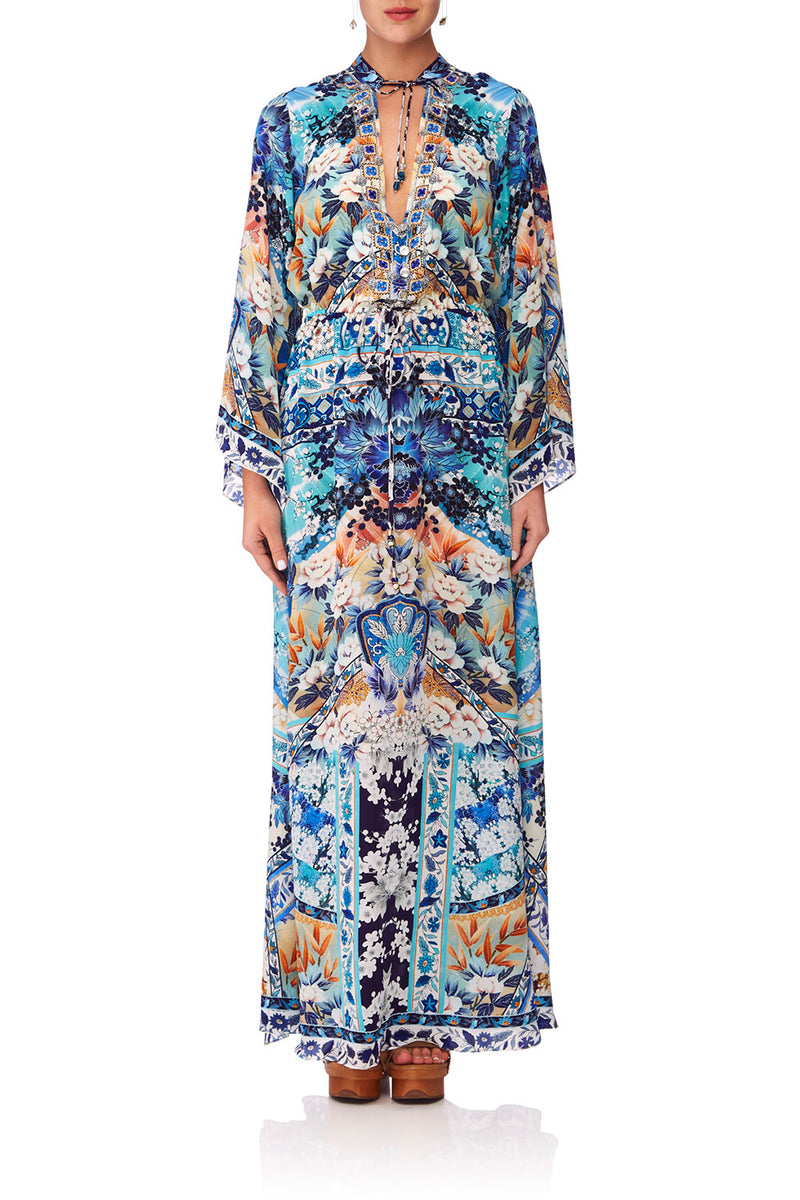 DRAWSTRING BUTTON UP DRESS GIRL IN THE KIMONO