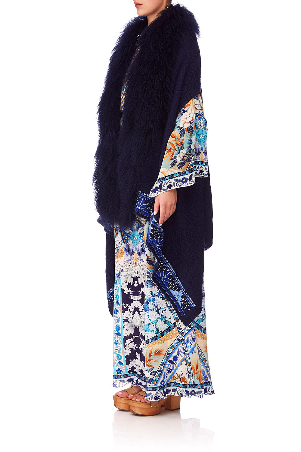 CAMILLA TOKYO TRIBE SHEARLING PONCHO