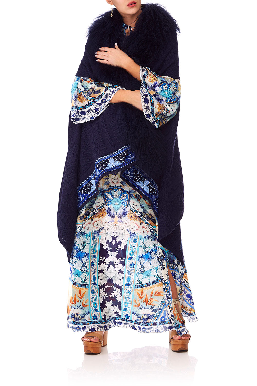 CAMILLA TOKYO TRIBE SHEARLING PONCHO