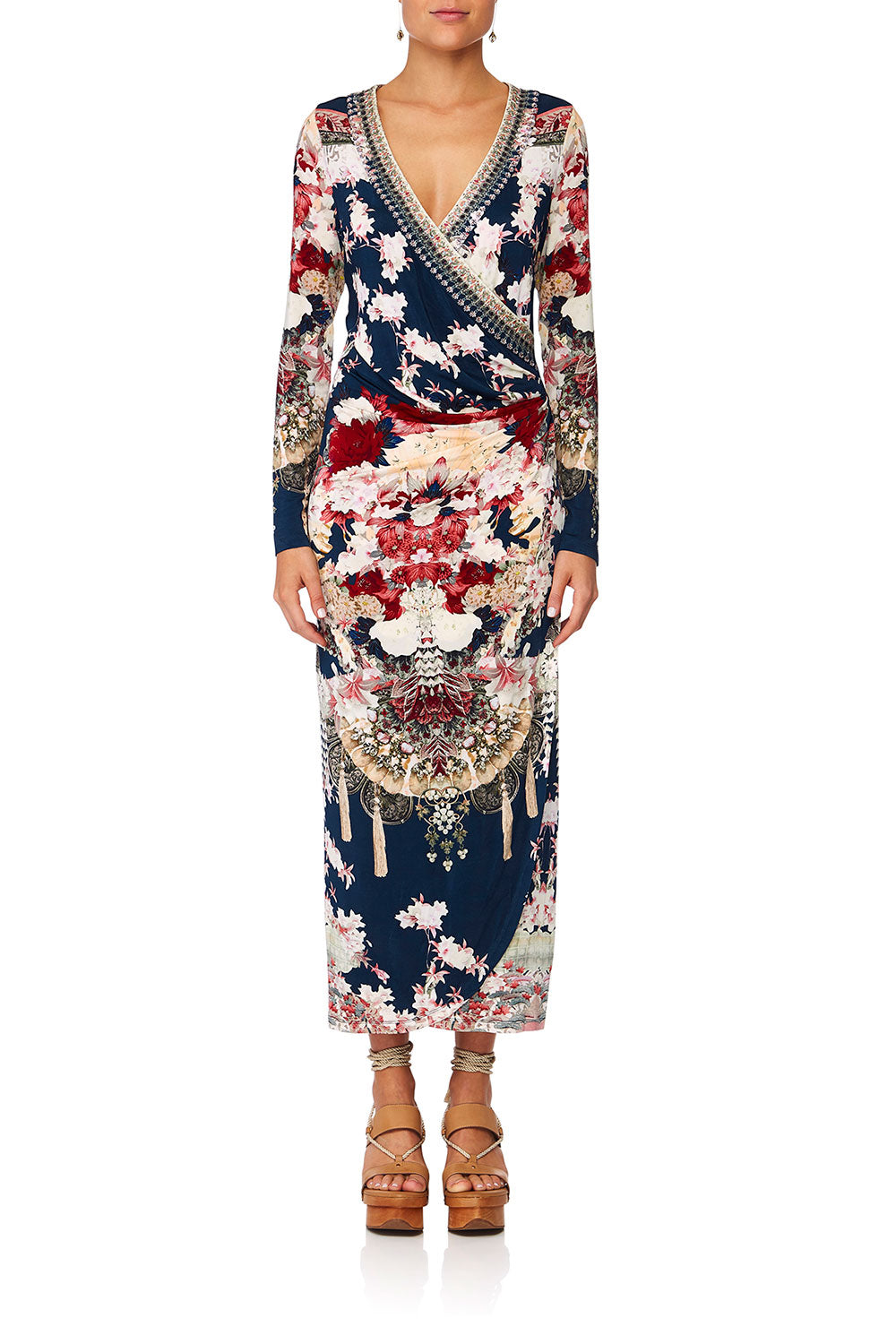 CAMILLA TWIN SHADOW WRAP DRESS W TIE