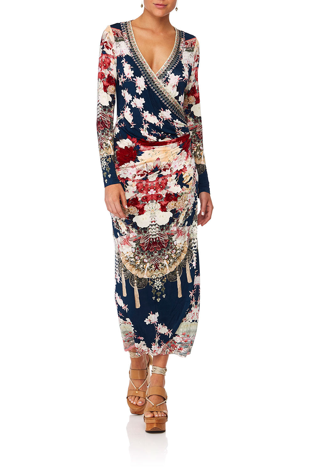 CAMILLA TWIN SHADOW WRAP DRESS W TIE