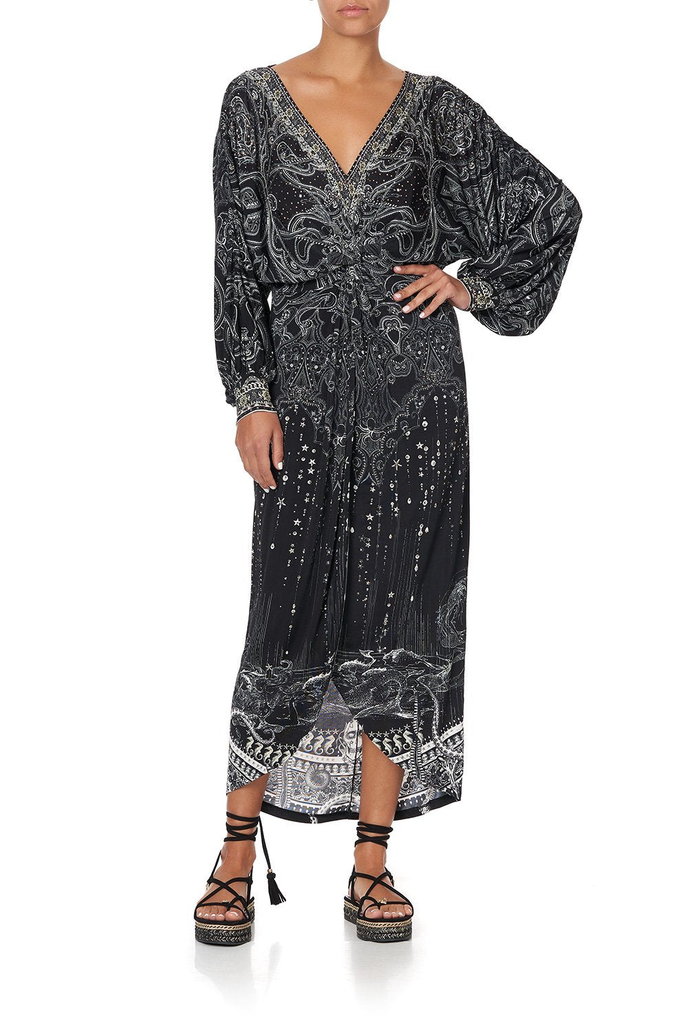 TWIST FRONT DRESS MIDNIGHT PEARL