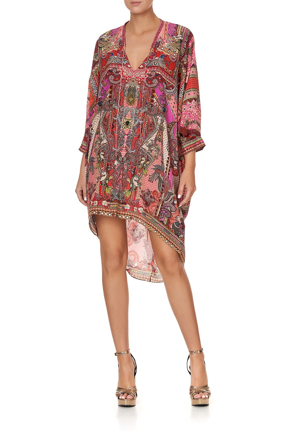 V-NECK DRESS WITH DRAPED BACK LOTUS LOVERS