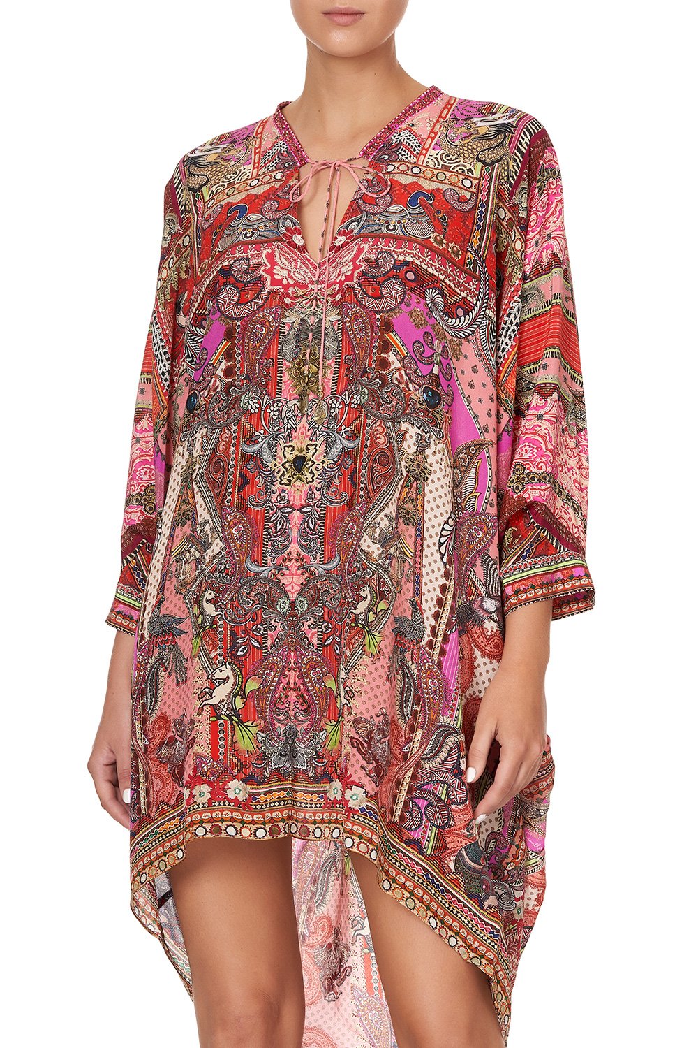 V-NECK DRESS WITH DRAPED BACK LOTUS LOVERS