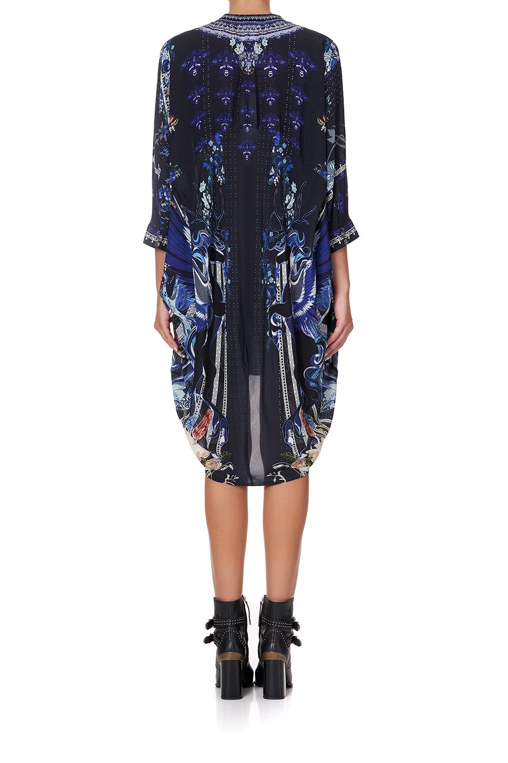 V-NECK DRESS WITH DRAPED BACK MARE MYSTIQUE