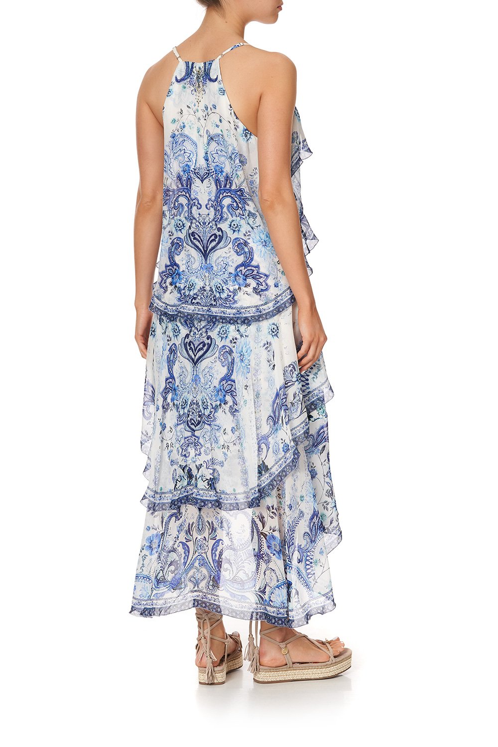 V-NECK FITTED DRESS WITH RUFFLES TALKING ABOUT A REVOLUTION