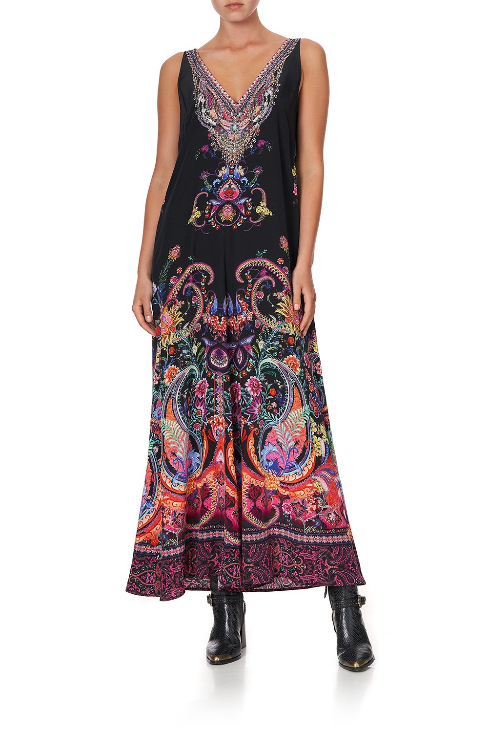 V NECK FLARED JUMPSUIT BOHEMIAN REBELLION