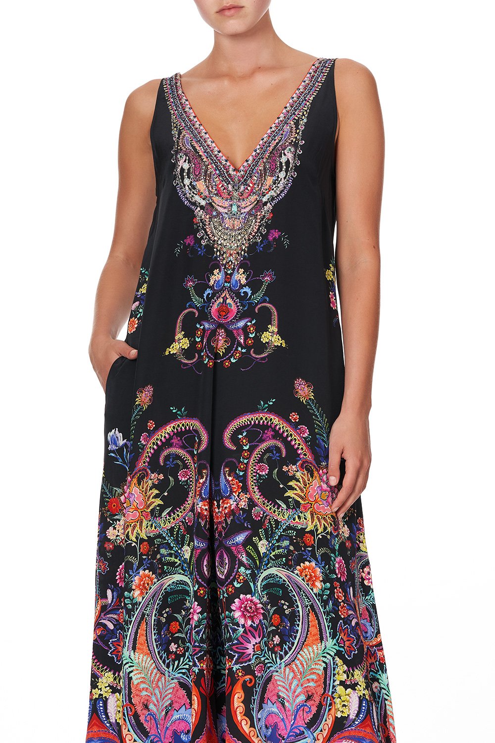 V NECK FLARED JUMPSUIT BOHEMIAN REBELLION