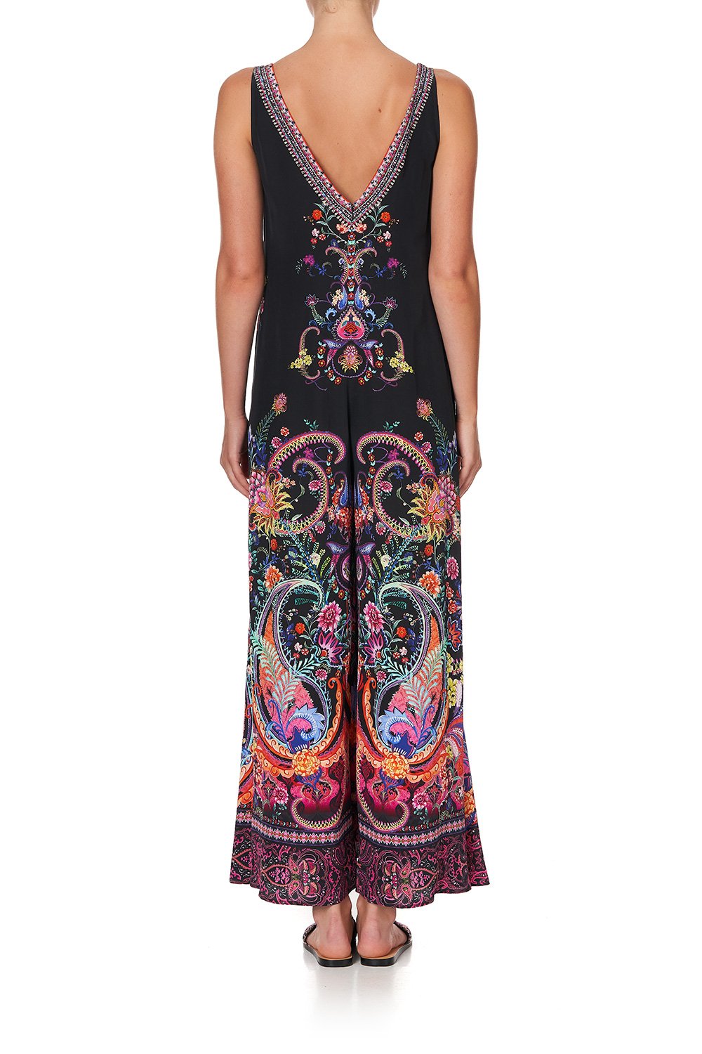 V NECK FLARED JUMPSUIT BOHEMIAN REBELLION