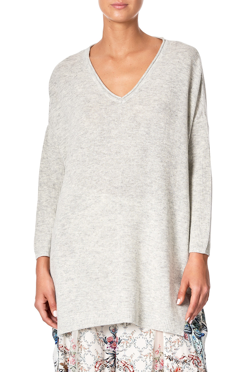 V NECK JUMPER WITH PRINT BACK SOUTHERN BELLE