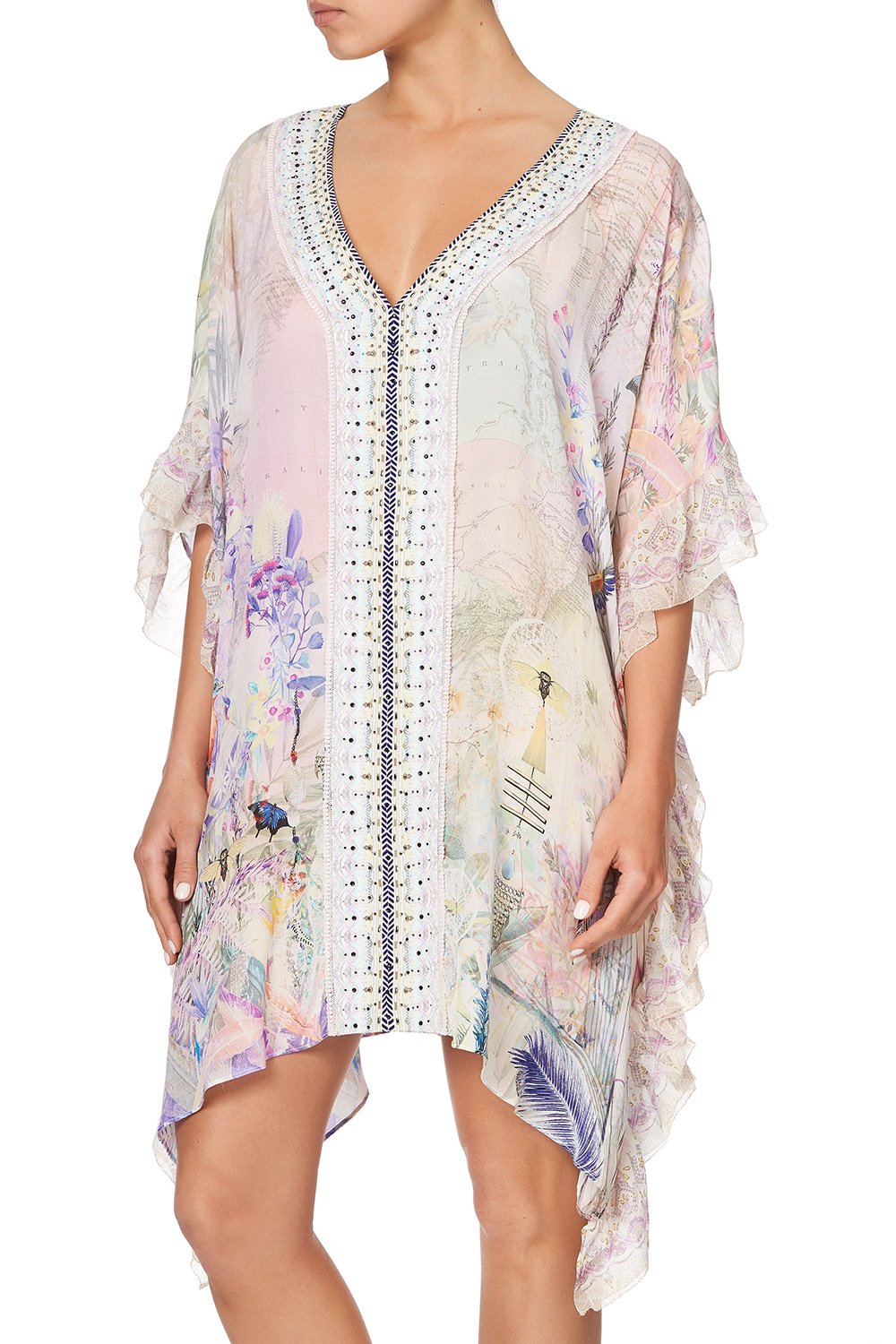 V-NECK KAFTAN WITH RUFFLE SLEEVE MERMAID MILLA