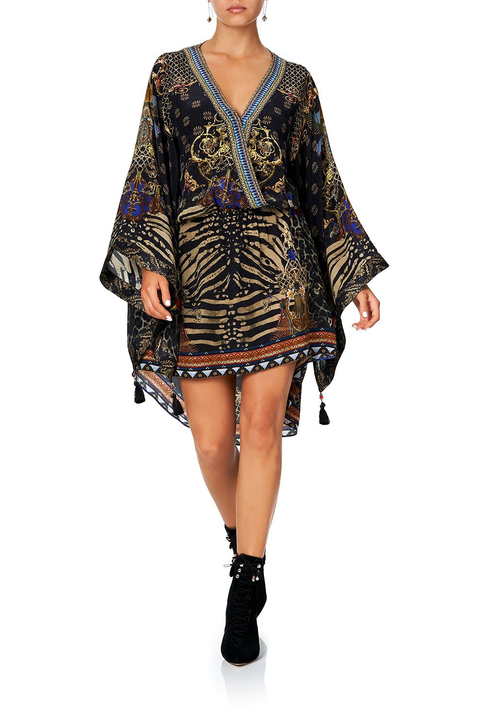 CAMILLA V NECK KIMONO DRESS WITH TIE THE NIGHT WE MET