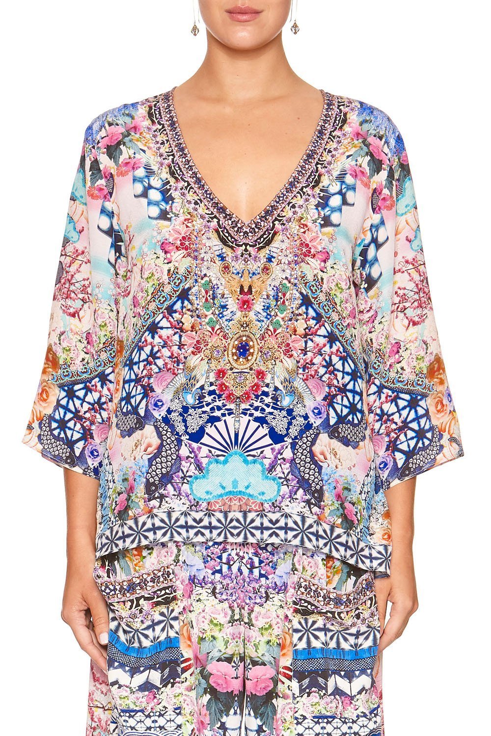 V-NECK OVERSIZED BLOUSE SHIBORI SHORES