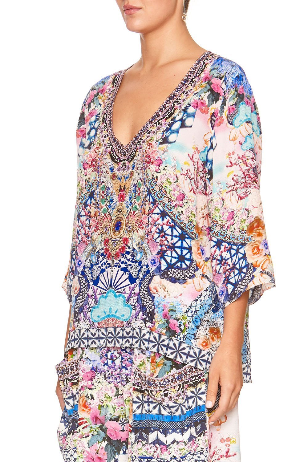 V-NECK OVERSIZED BLOUSE SHIBORI SHORES