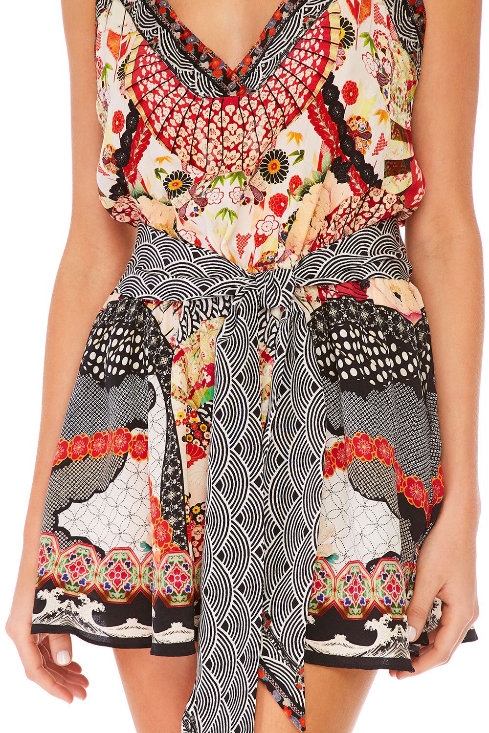 CAMILLA VINTAGE VIXEN V-NECK PLAYSUIT W BANDS