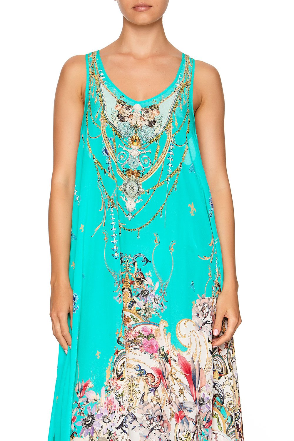 CAMILLA V NECK RACER BACK DRESS FLORAISON