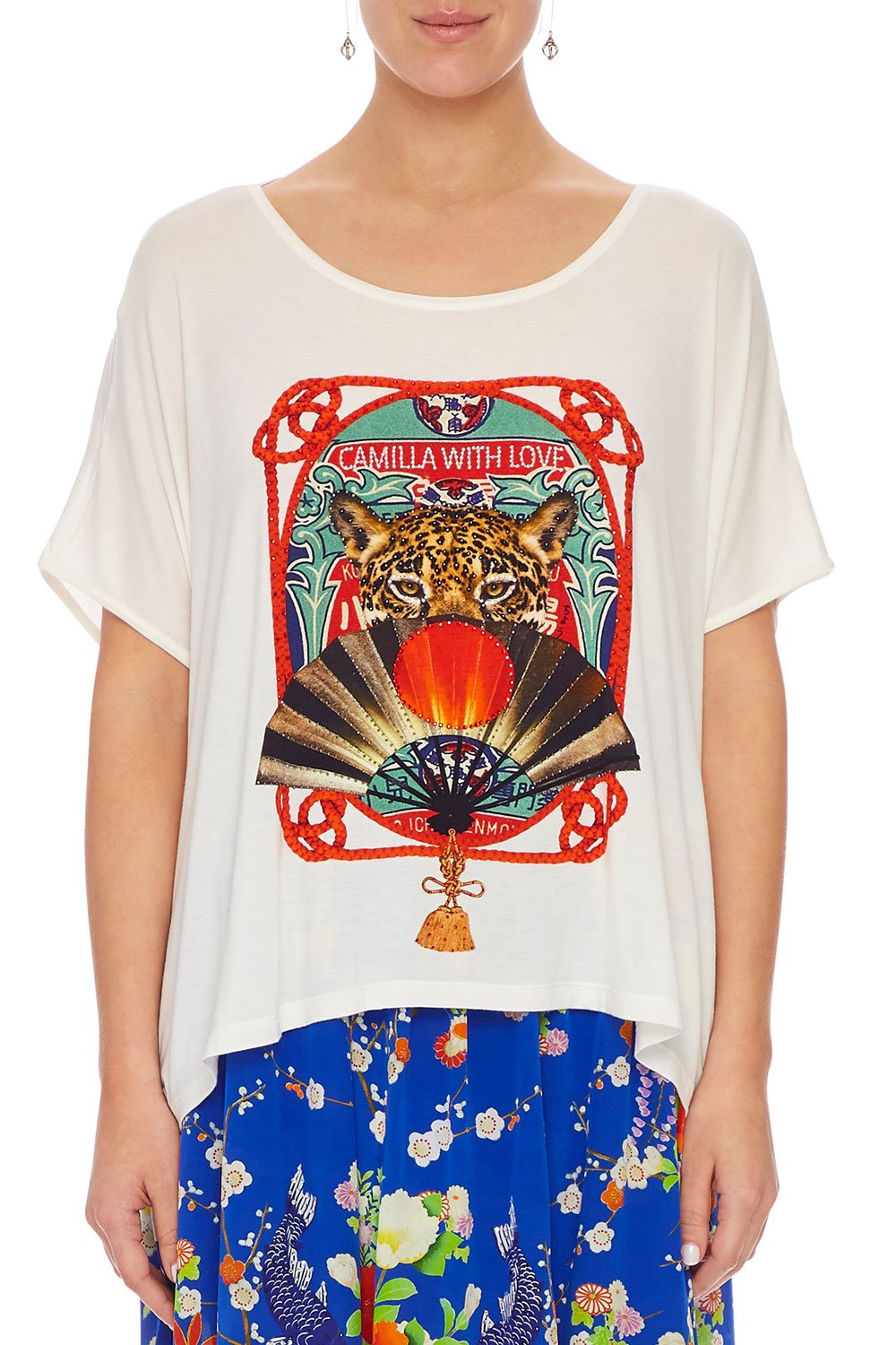 LOOSE FIT ROUND NECK TEE LEOPARD FAN