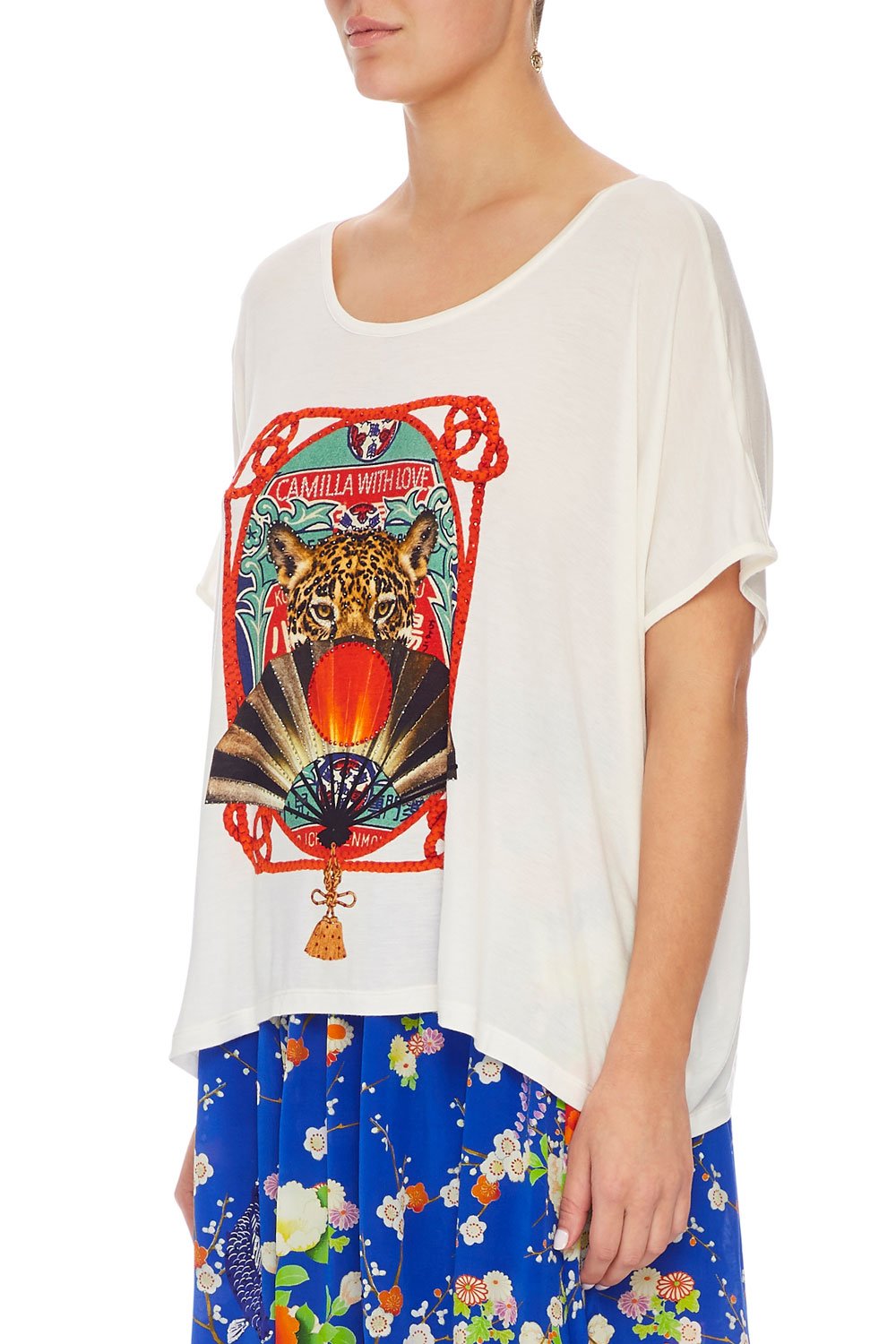 LOOSE FIT ROUND NECK TEE LEOPARD FAN