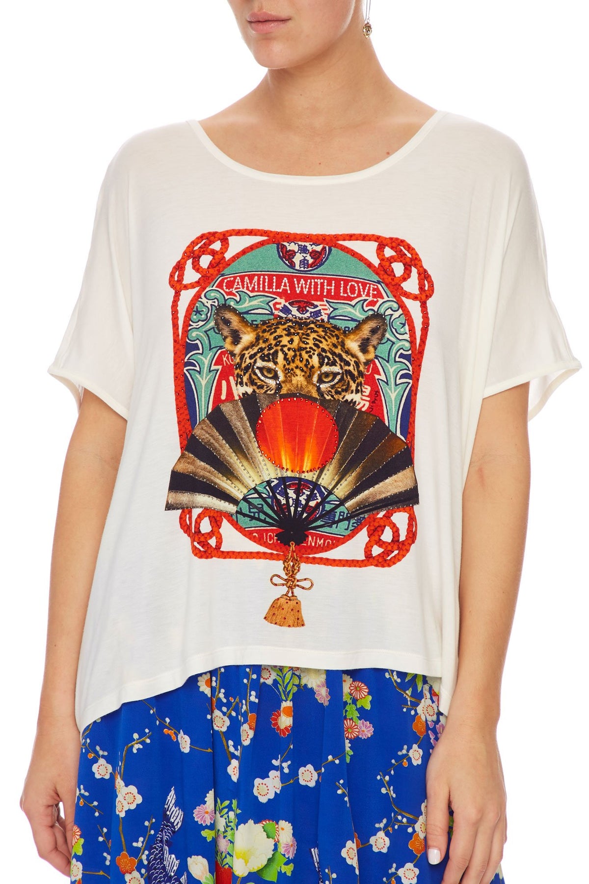 LOOSE FIT ROUND NECK TEE LEOPARD FAN