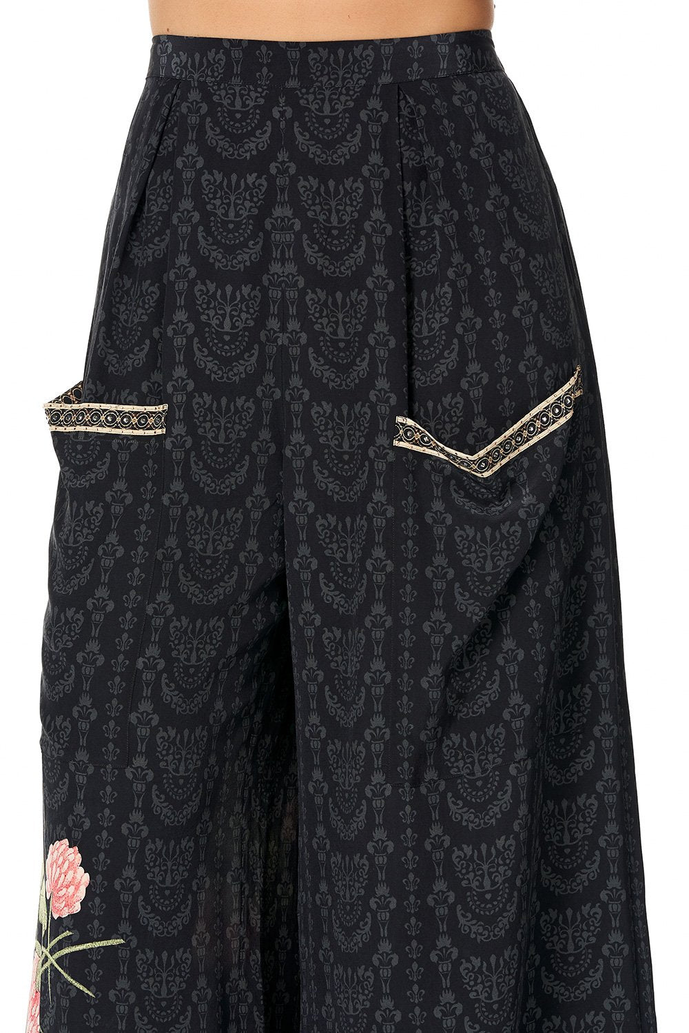 CAMILLA WIDE LEG TROUSER WITH FRONT POCKETS PROVINCIAL PETAL