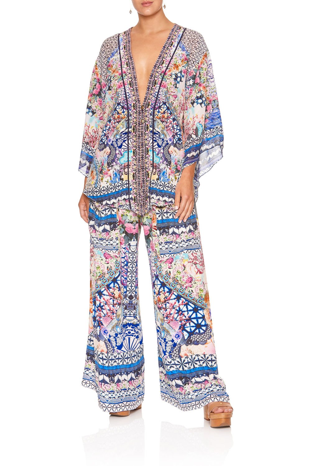 WIDE LEG TROUSER WITH POCKETS SHIBORI SHORES