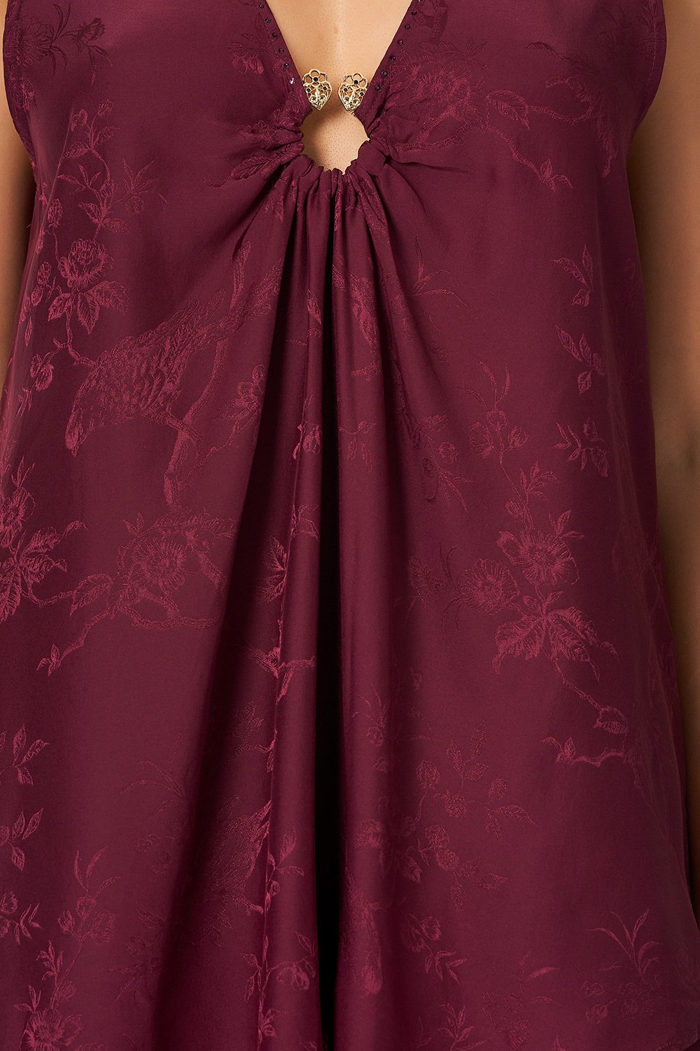 CAMILLA WIDE STRAP U-RING TOP BURGUNDY