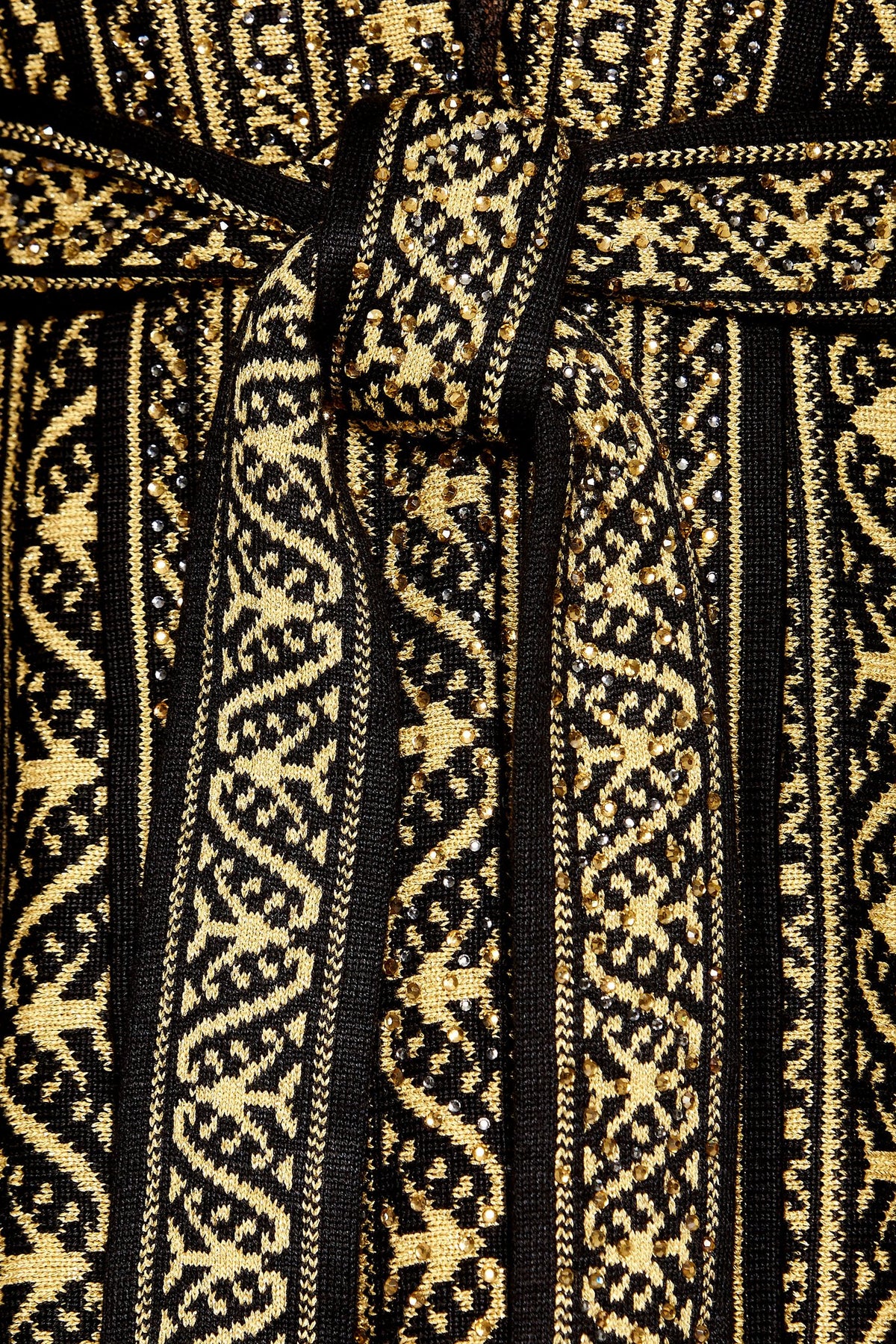 KIMONO KNIT WITH TIE BLACK GOLD