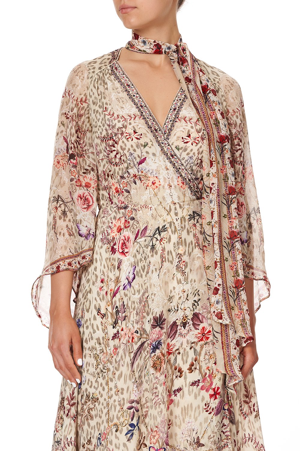 WRAP DRESS WITH NECK TIE DRIFTING DREAMER