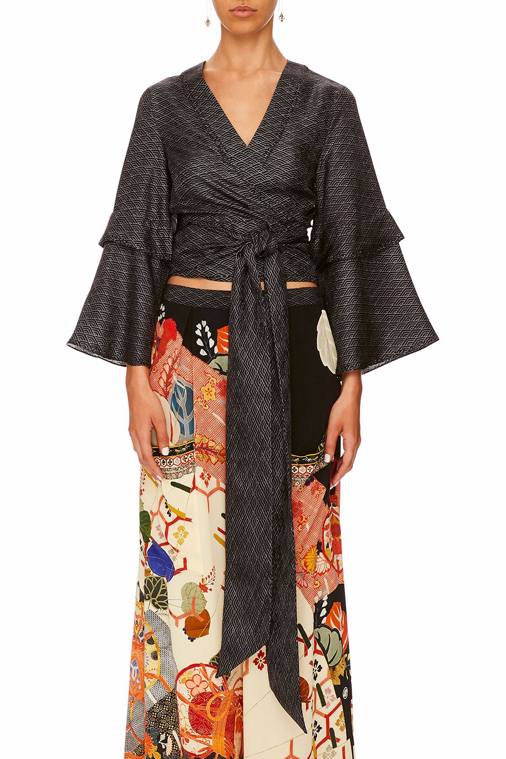 CAMILLA KISSING THE SUN WRAP FRONT TOP W LONG SLEEVE