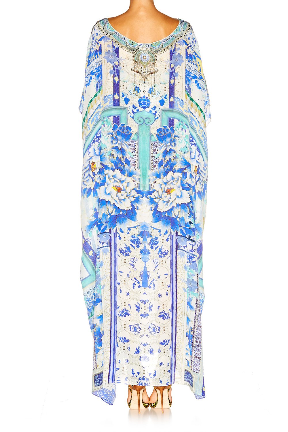 PORCELAIN PARADISE ROUND NECK KAFTAN