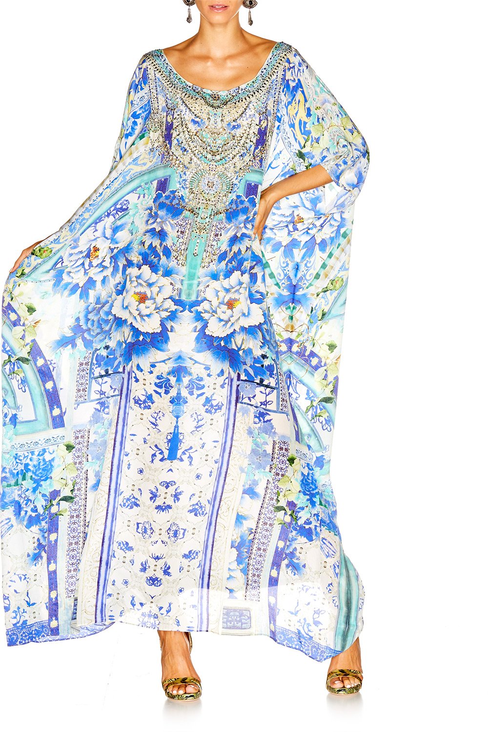 PORCELAIN PARADISE ROUND NECK KAFTAN