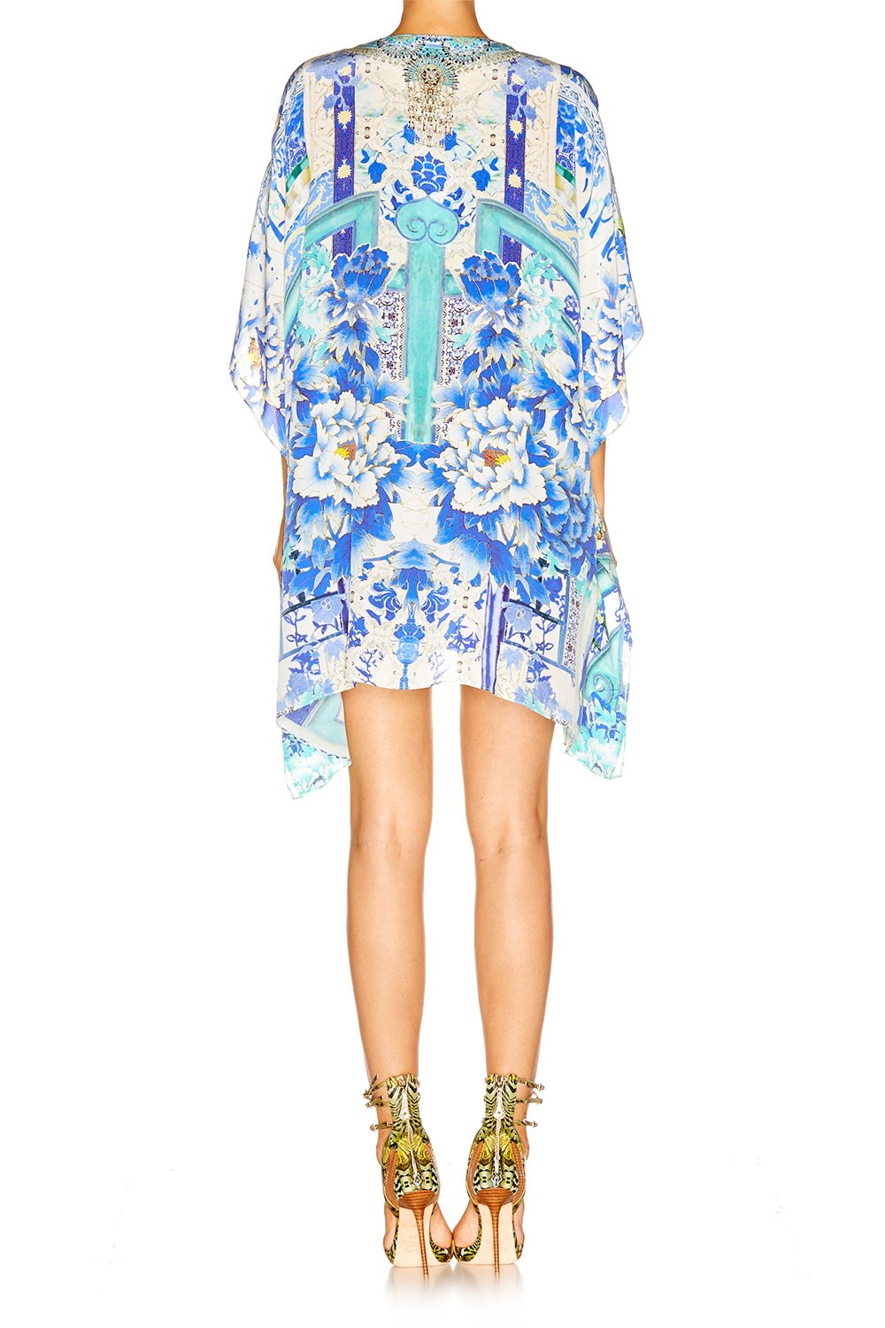 PORCELAIN PARADISE SHORT LACE UP KAFTAN
