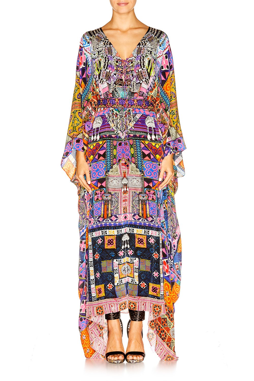 PATCH ME UP SPLIT HEM LACE UP KAFTAN