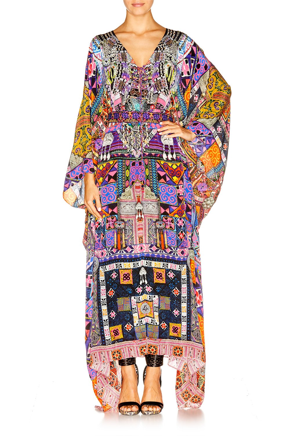 PATCH ME UP SPLIT HEM LACE UP KAFTAN