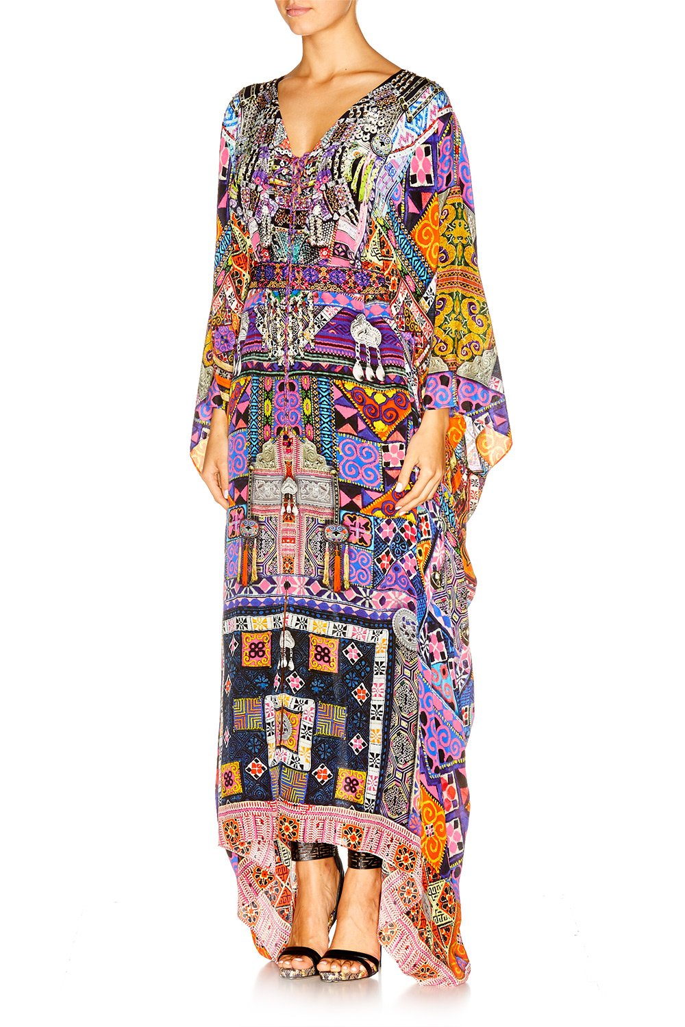 PATCH ME UP SPLIT HEM LACE UP KAFTAN