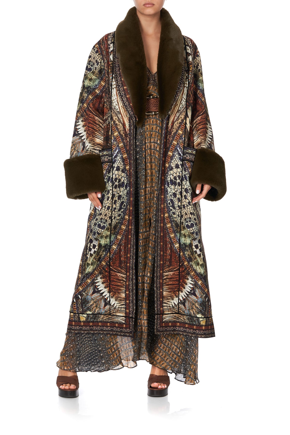 COAT WITH FUR CUFF AND COLLAR KAKADU CALLING