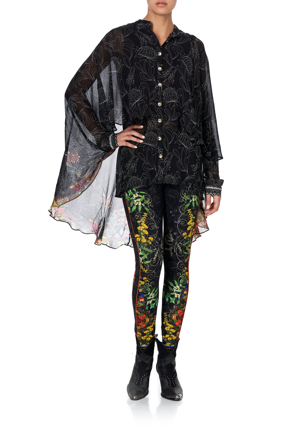 DRAPED BUTTON FRONT BLOUSE BLACKHEATH BETTY