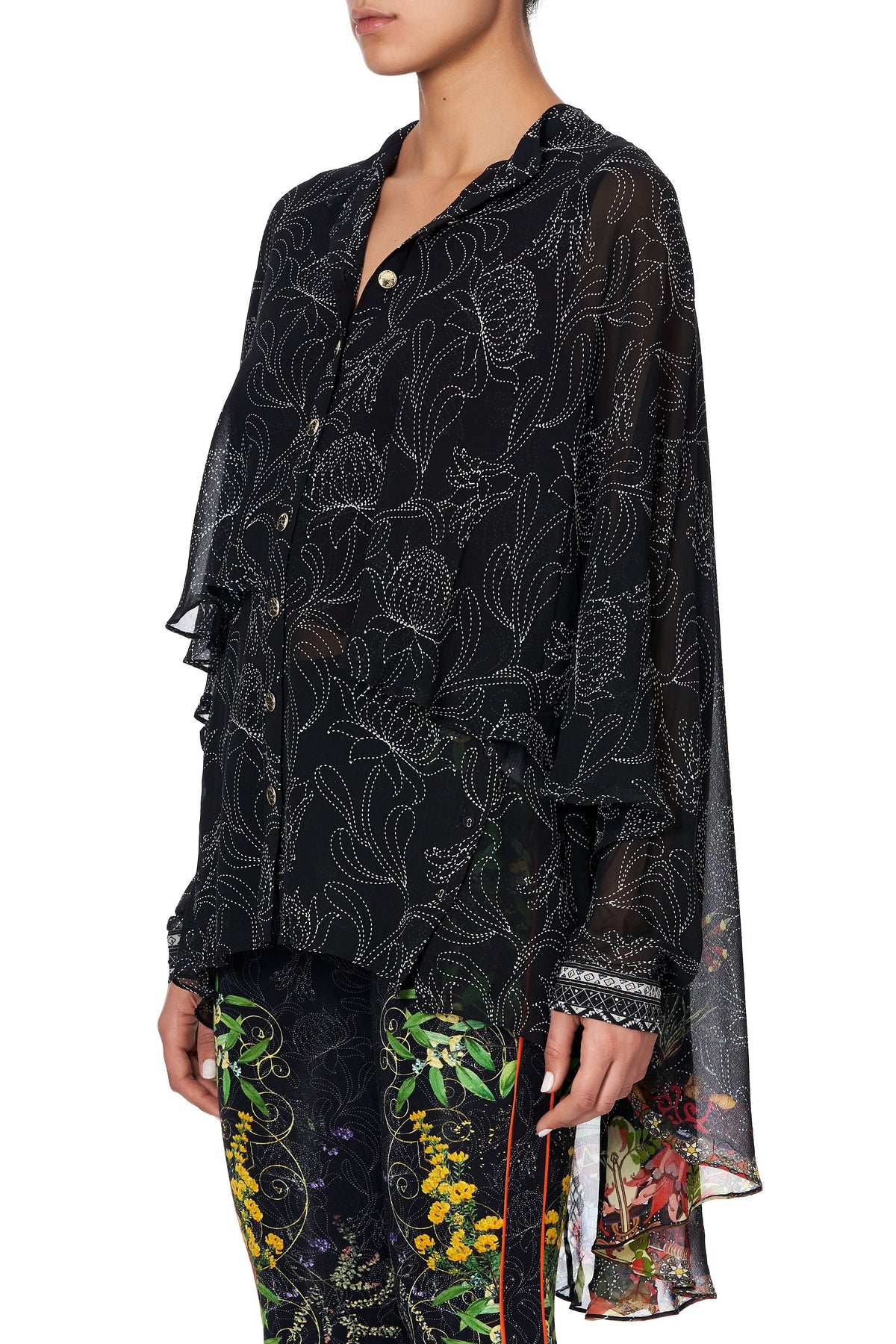 DRAPED BUTTON FRONT BLOUSE BLACKHEATH BETTY